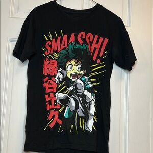 My Hero Academia Black and Red Anime Graphic Tee Short Sleeve size S
